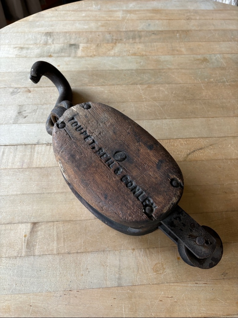 Huge Antique Wooden Pulley
